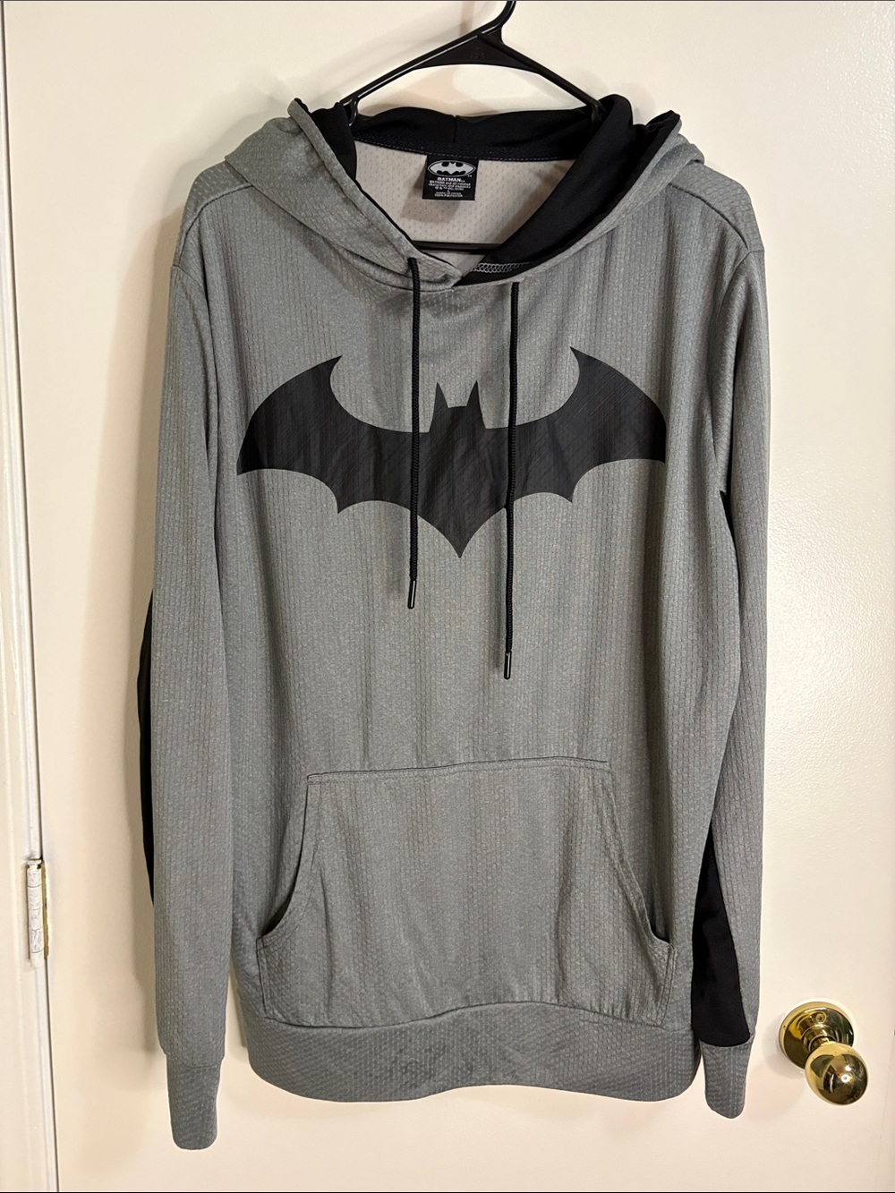 Batman Gray Hoodie with Black Bat Emblem